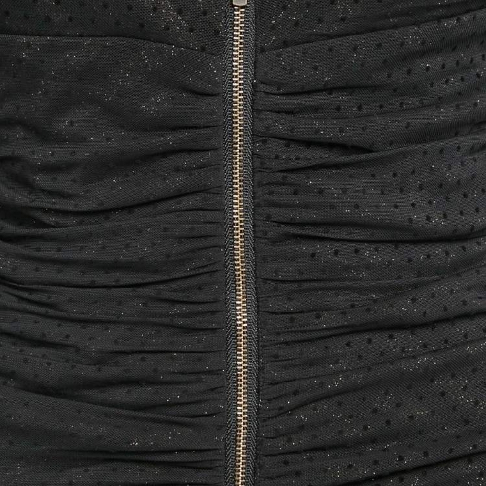 MajeMaje Black Lurex Knit Mesh Ruched Ralone Mini Dress - Picture 3 of 8